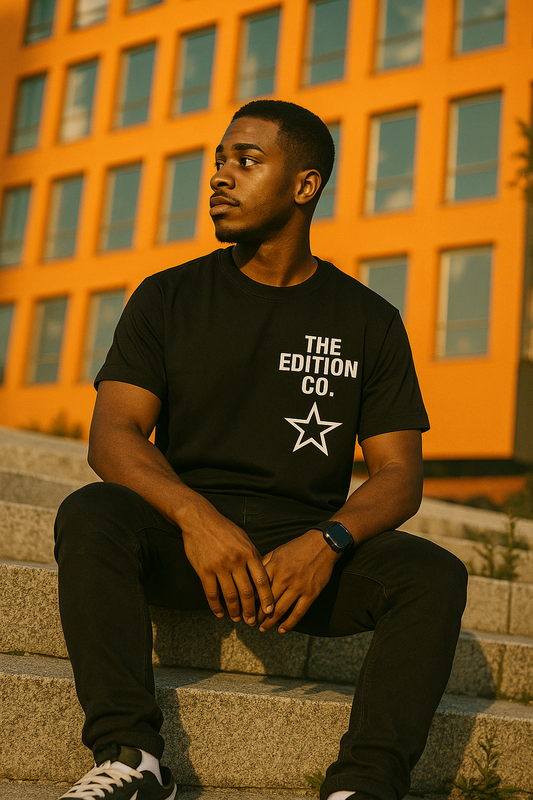 THE EDITION CO. BLACK "BASIC" TEE